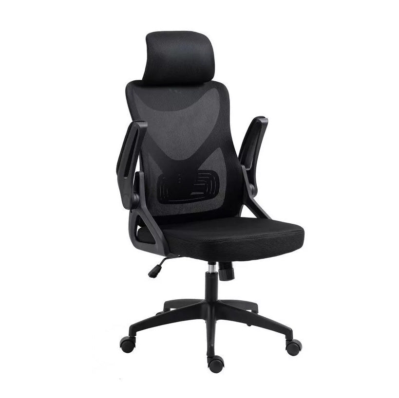 Scaun de birou rotativ , scaun ergonomic cu tetieră, culoare neagră