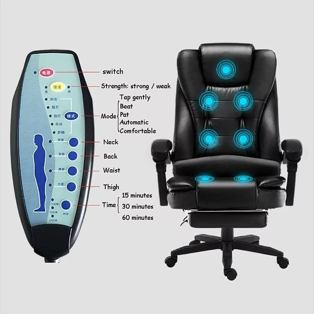 Scaun de birou ergonomic cu masaj Premium, confortabil şi elegant, de culoare neagră