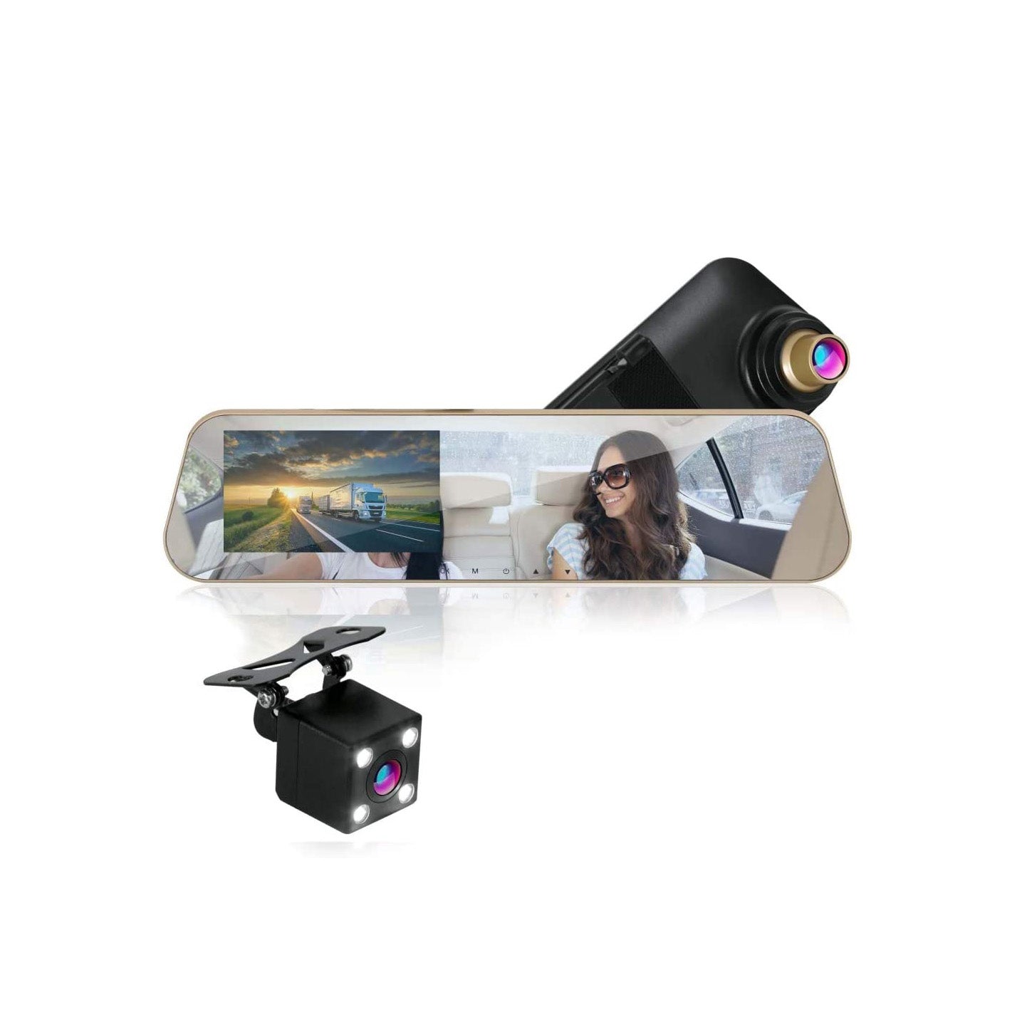 Cameră auto cu senzor de mişcare şi cameră de mers înapoi, afişaj LCD integrat în oglinda retrovizoare