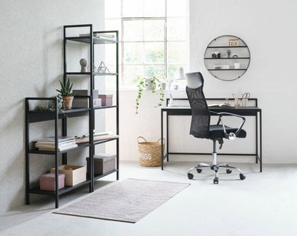 Scaun de birou ergonomic cu spătar înalt, cu bază cromată