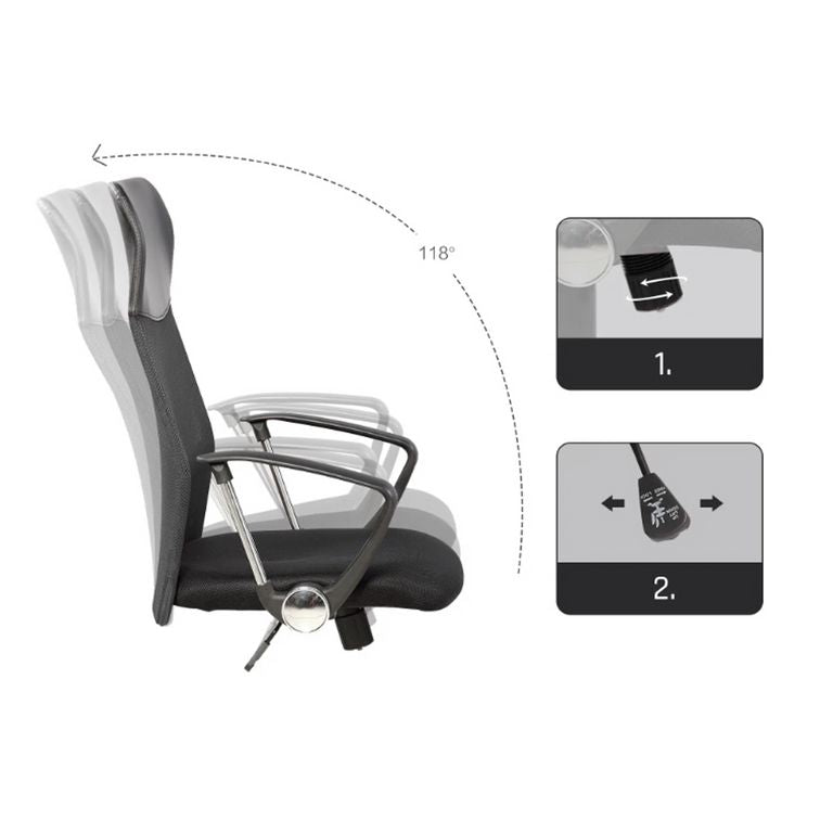 Scaun de birou ergonomic cu spătar înalt, cu bază cromată