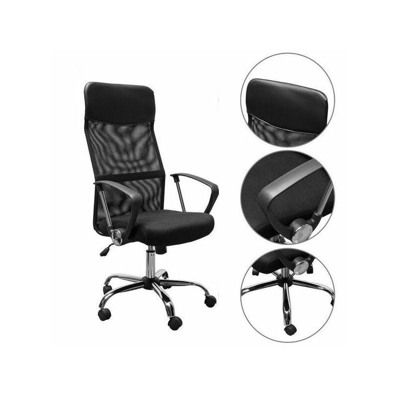 Scaun de birou ergonomic cu spătar înalt, cu bază cromată