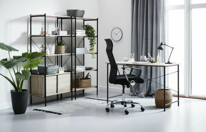 Scaun de birou ergonomic cu spătar înalt, cu bază cromată