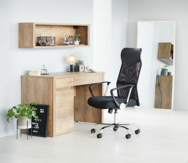 Scaun de birou ergonomic cu spătar înalt, cu bază cromată